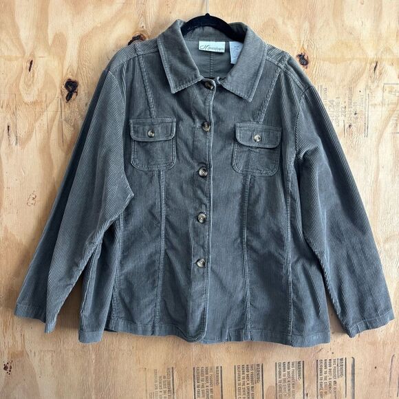 Dress Barn Gray 100% Cotton Corduroy Jacket Sz 18/20 - Picture 1 of 5